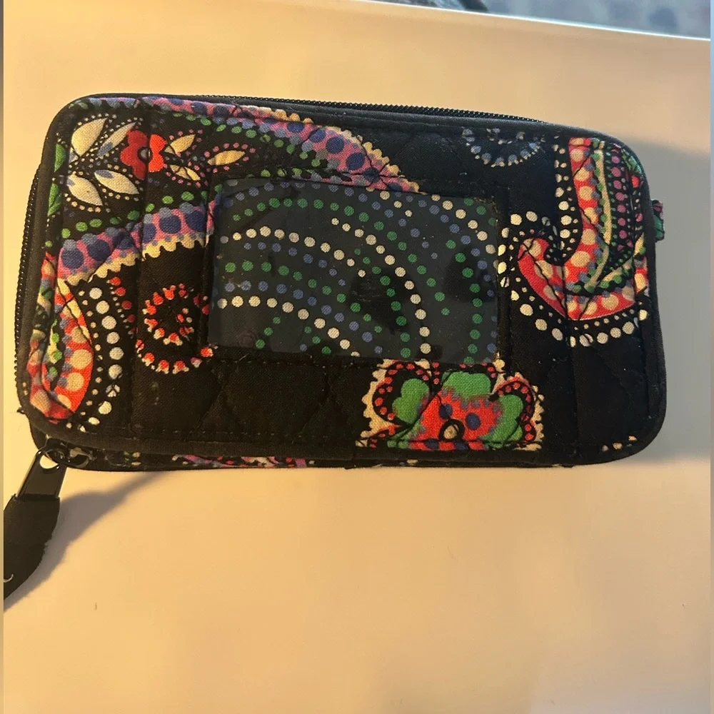 Vera Bradley Wallet Womens Black Paisley Floral Zip Around RFID Organizer Purse - Picture 2 of 9